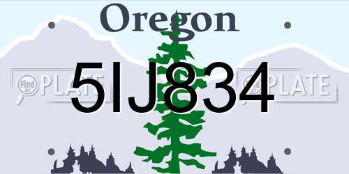 5IJ834 Oregon License Plate