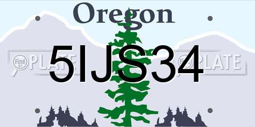 5IJS34 Oregon License Plate