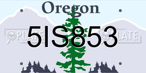 5IS853 Oregon License Plate