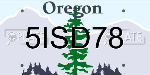 5ISD78 Oregon License Plate