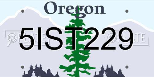5IST229 Oregon License Plate