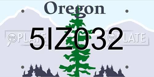 5IZ032 Oregon License Plate