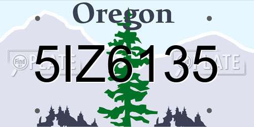 5IZ6135 Oregon License Plate