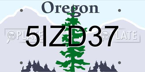 5IZD37 Oregon License Plate