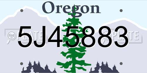 5J45883 Oregon License Plate