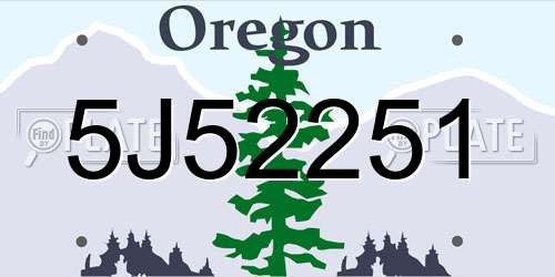 5J52251 Oregon License Plate