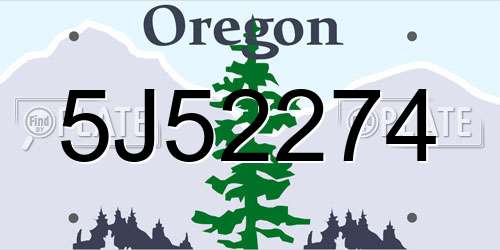 5J52274 Oregon License Plate