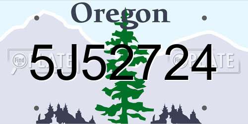 5J52724 Oregon License Plate
