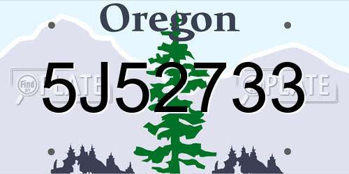 5J52733 Oregon License Plate
