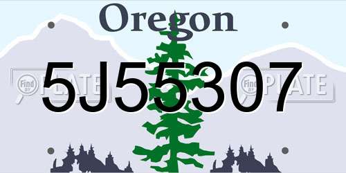 5J55307 Oregon License Plate
