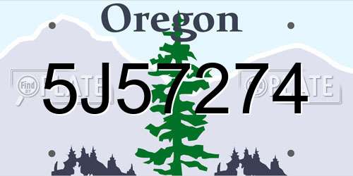 5J57274 Oregon License Plate