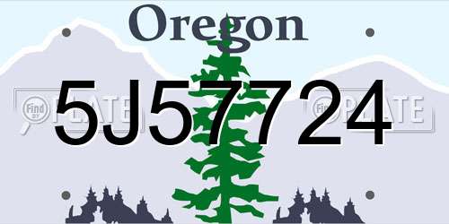 5J57724 Oregon License Plate