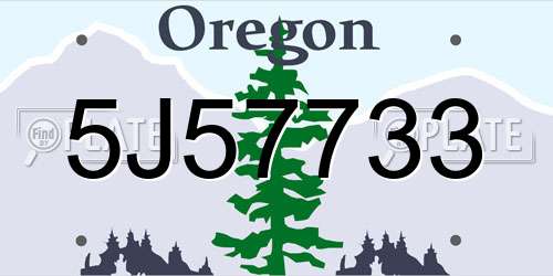 5J57733 Oregon License Plate