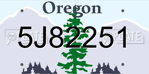 5J82251 Oregon License Plate