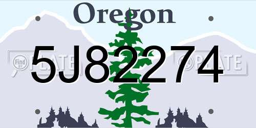 5J82274 Oregon License Plate