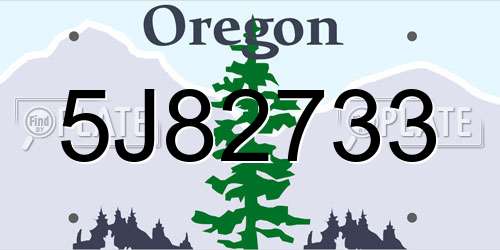 5J82733 Oregon License Plate