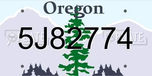5J82774 Oregon License Plate