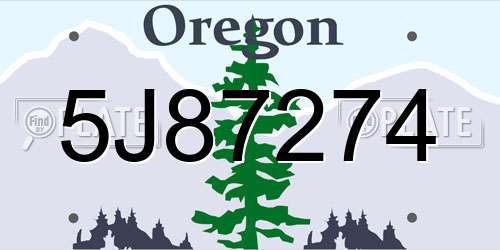 5J87274 Oregon License Plate