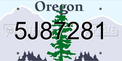 5J87281 Oregon License Plate