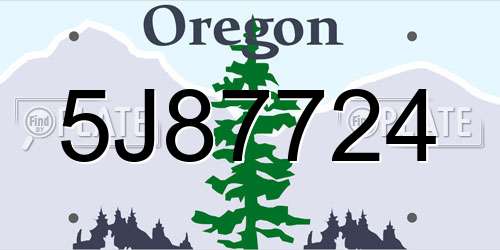 5J87724 Oregon License Plate