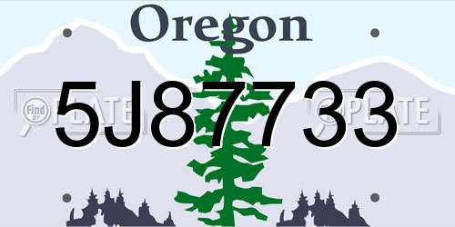 5J87733 Oregon License Plate