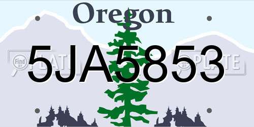 5JA5853 Oregon License Plate