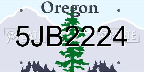 5JB2224 Oregon License Plate