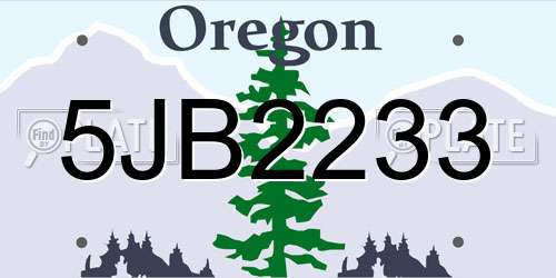 5JB2233 Oregon License Plate