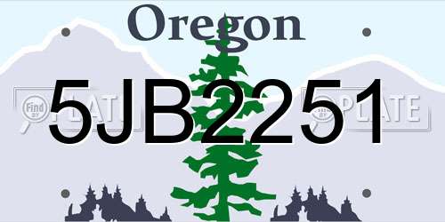 5JB2251 Oregon License Plate