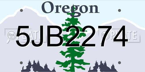 5JB2274 Oregon License Plate