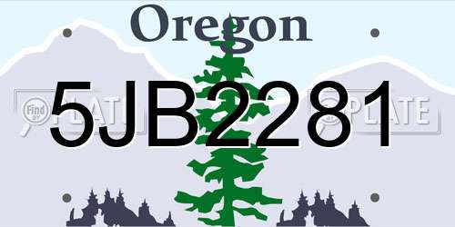 5JB2281 Oregon License Plate