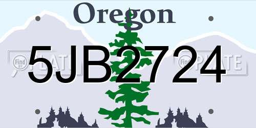 5JB2724 Oregon License Plate