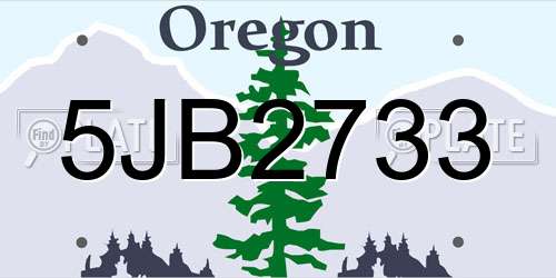 5JB2733 Oregon License Plate