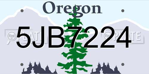 5JB7224 Oregon License Plate