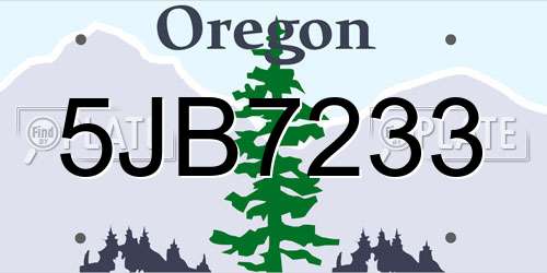 5JB7233 Oregon License Plate