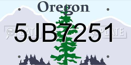5JB7251 Oregon License Plate