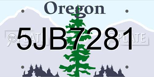 5JB7281 Oregon License Plate