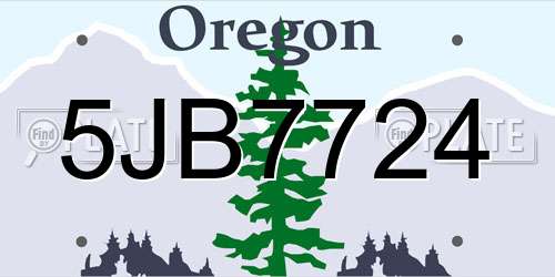 5JB7724 Oregon License Plate