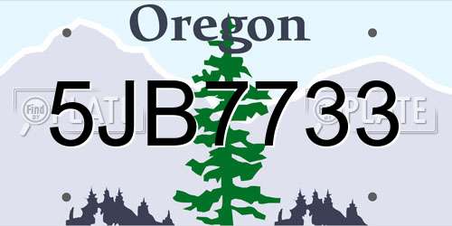 5JB7733 Oregon License Plate