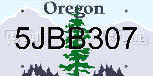 5JBB307 Oregon License Plate