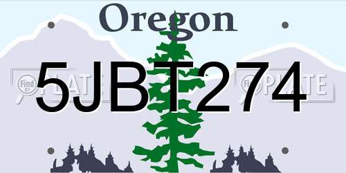 5JBT274 Oregon License Plate