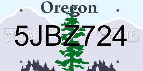 5JBZ724 Oregon License Plate