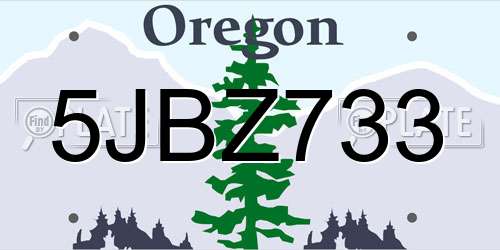 5JBZ733 Oregon License Plate
