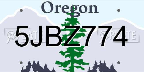 5JBZ774 Oregon License Plate