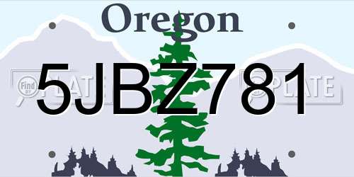 5JBZ781 Oregon License Plate