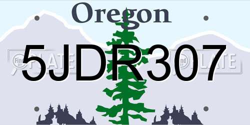 5JDR307 Oregon License Plate