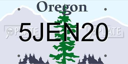 5JEN20 Oregon License Plate