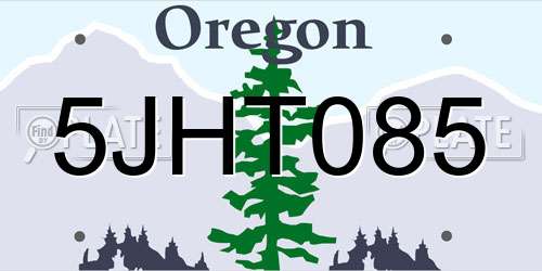 5JHT085 Oregon License Plate
