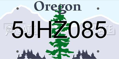 5JHZ085 Oregon License Plate