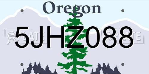 5JHZ088 Oregon License Plate